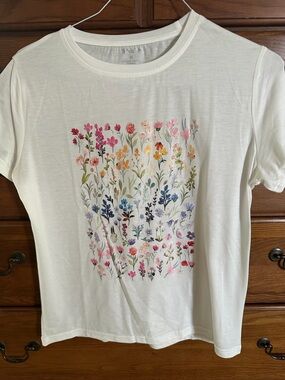 SHEIN Short Sleeve Tee with Multicolor Floral Print